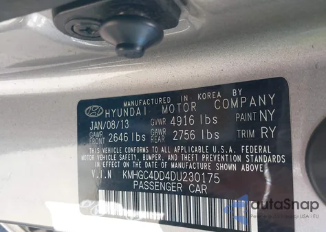2013 Hyundai Genesis 3.8 from USA, damaged, VIN KMHGC4DD4DU230175